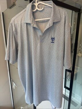 PETER MILLAR Light Blue Geometric Print Button-Up